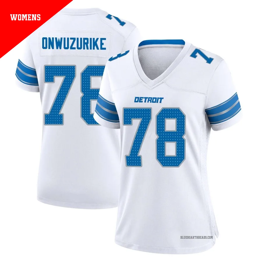 Women's Levi Onwuzurike ＃78 Detroit Lions White Game 2nd Jersey