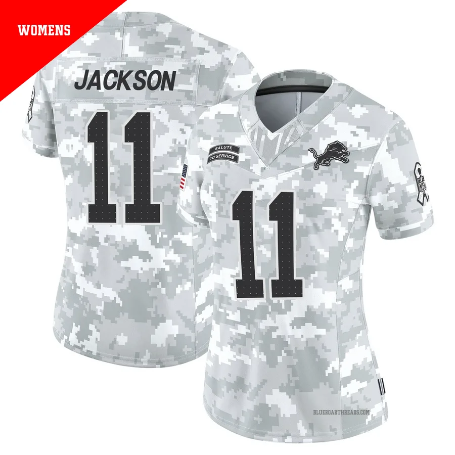 Women's Lucky Jackson ＃11 Detroit Lions Arctic Camo Limited 2024 Salute to Service Jersey