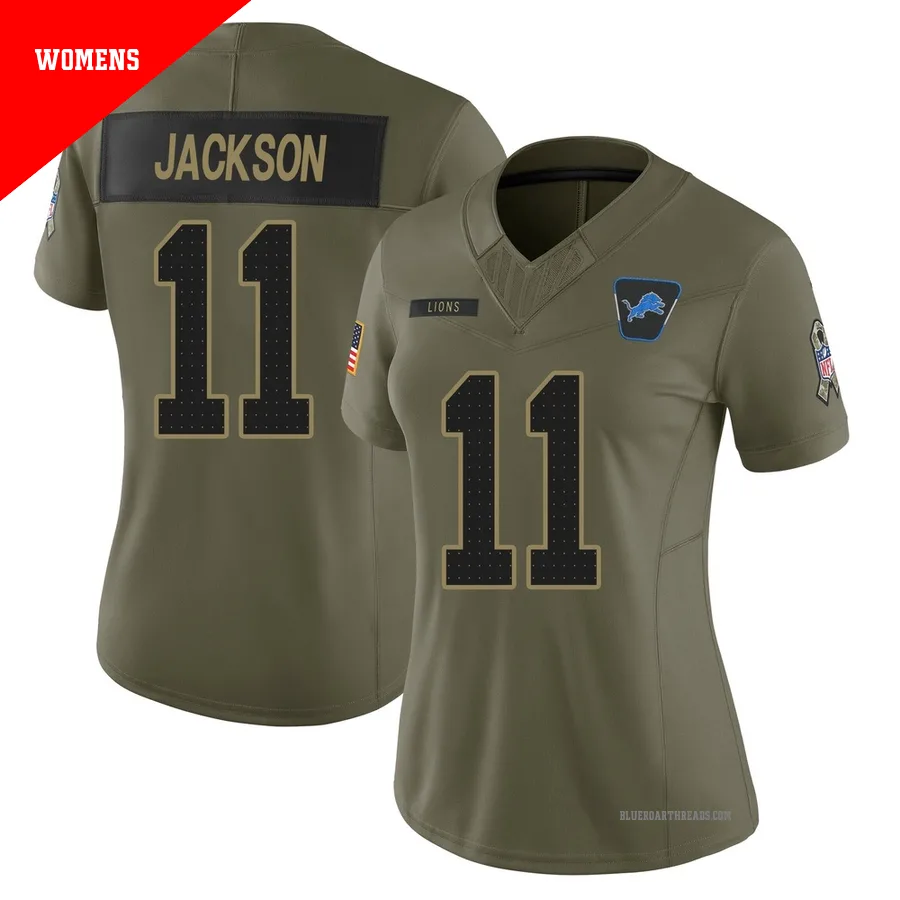Women's Lucky Jackson ＃11 Detroit Lions Olive Limited 2025 Salute to Service Jersey