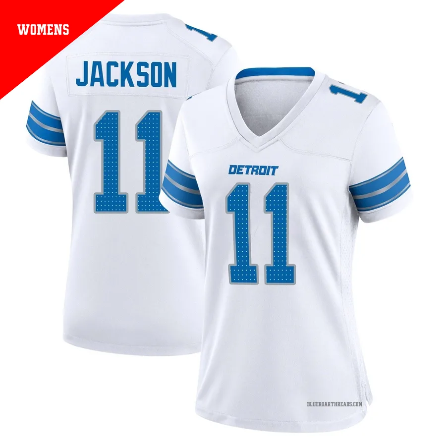 Women's Lucky Jackson ＃11 Detroit Lions White Game 2nd Jersey