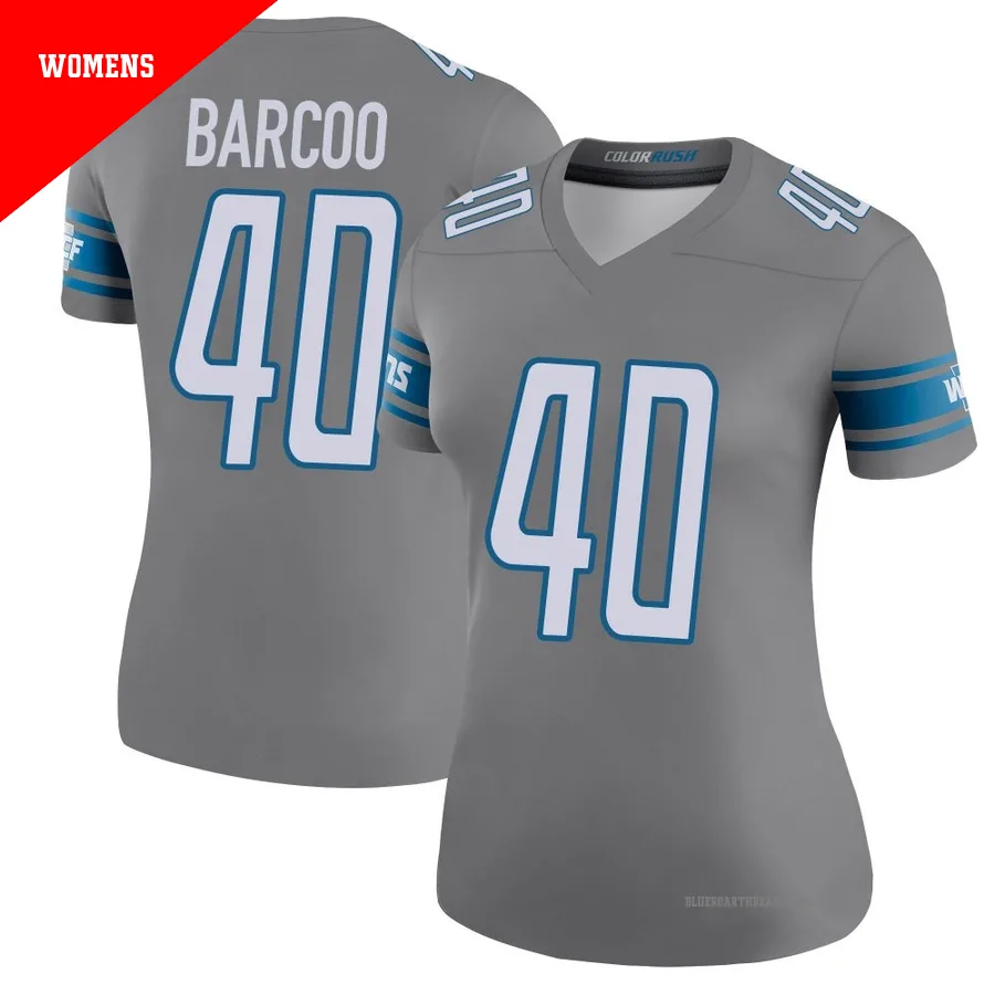 Women's Luq Barcoo ＃40 Detroit Lions Legend Color Rush Steel Jersey