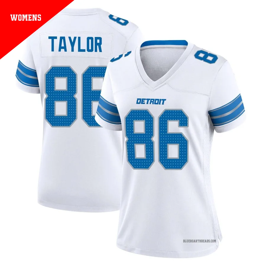 Women's Malik Taylor ＃86 Detroit Lions White Game 2nd Jersey