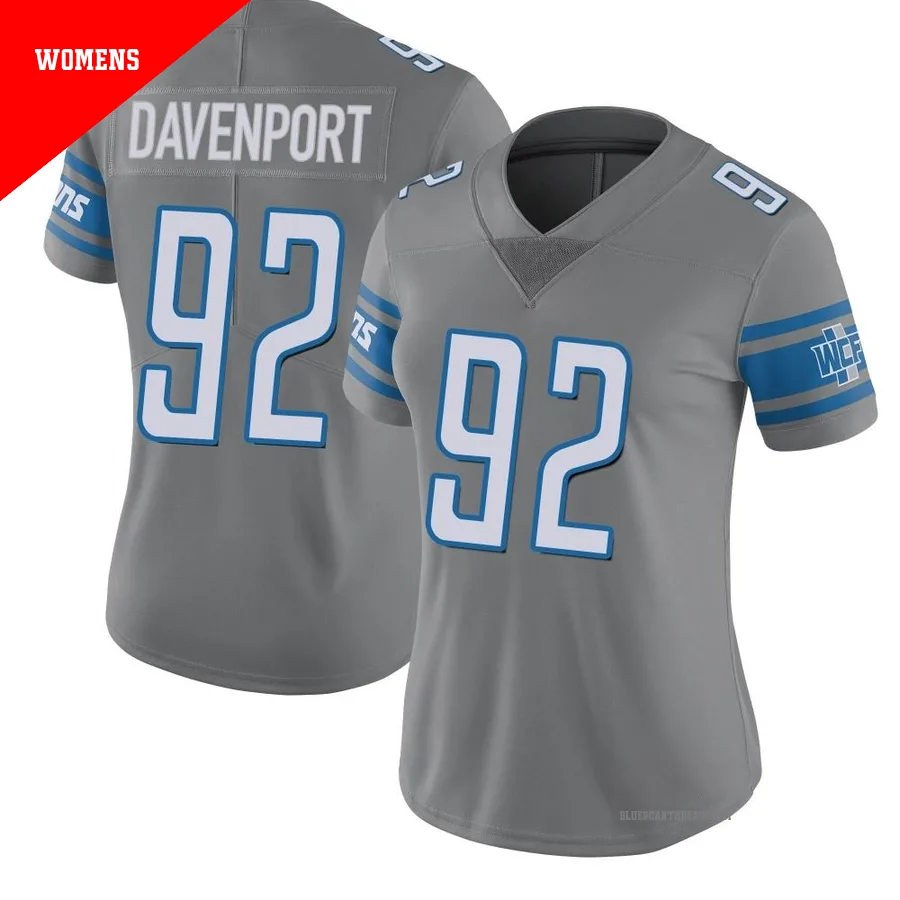 Women's Marcus Davenport ＃92 Detroit Lions Limited Color Rush Steel Jersey