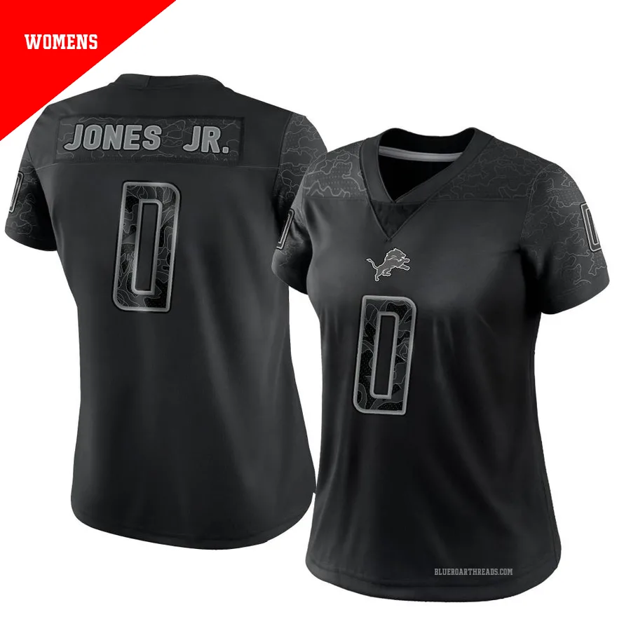 Women's Marvin Jones Jr. ＃0 Detroit Lions Black Limited Reflective Jersey