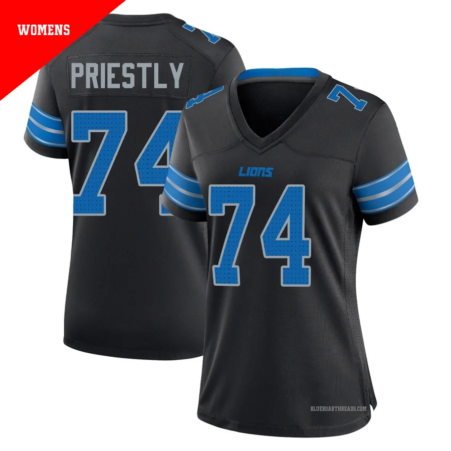 Women's Melvin Priestly ＃74 Detroit Lions Black Game Alternate 2nd Jersey