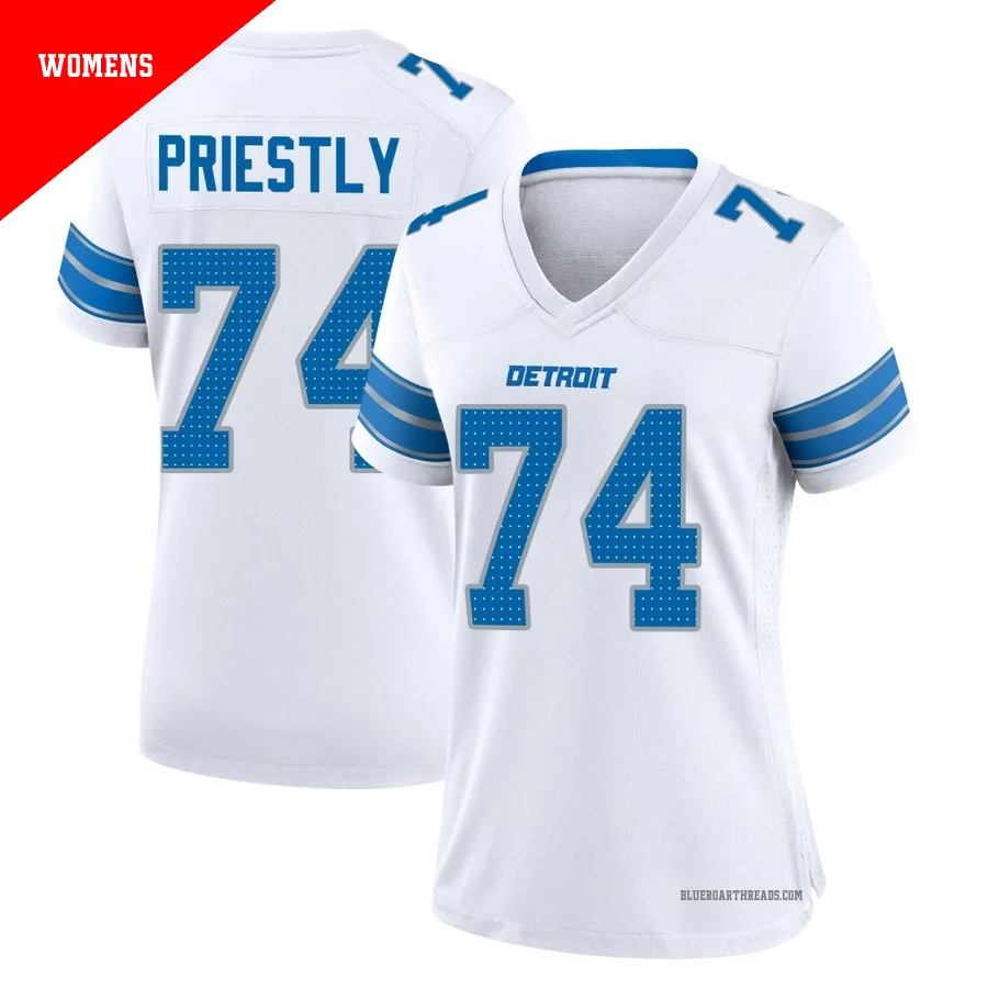 Women's Melvin Priestly ＃74 Detroit Lions White Game 2nd Jersey