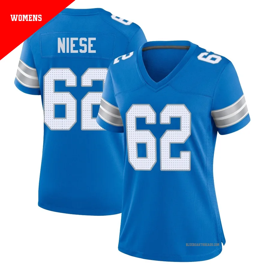 Women's Michael Niese ＃62 Detroit Lions Blue Game 2nd Jersey