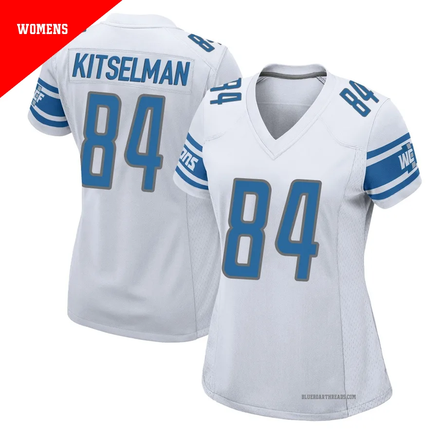 Women's Miles Kitselman ＃84 Detroit Lions White Game Jersey