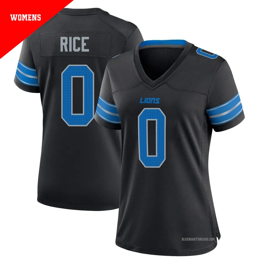 Women's Monty Rice ＃0 Detroit Lions Black Game Alternate 2nd Jersey