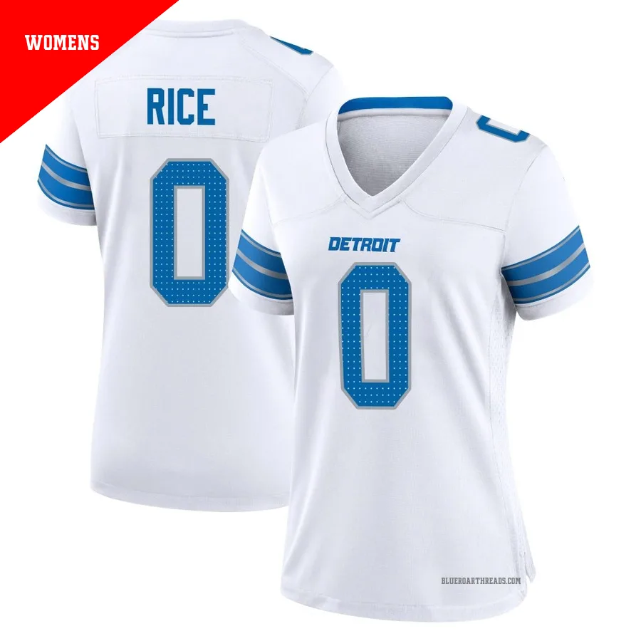 Women's Monty Rice ＃0 Detroit Lions White Game 2nd Jersey