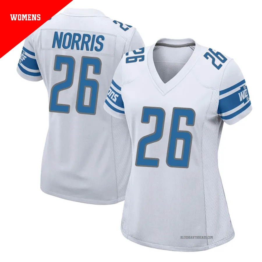 Women's Morice Norris ＃26 Detroit Lions White Game Jersey