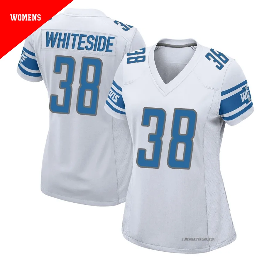 Women's Nick Whiteside ＃38 Detroit Lions White Game Jersey