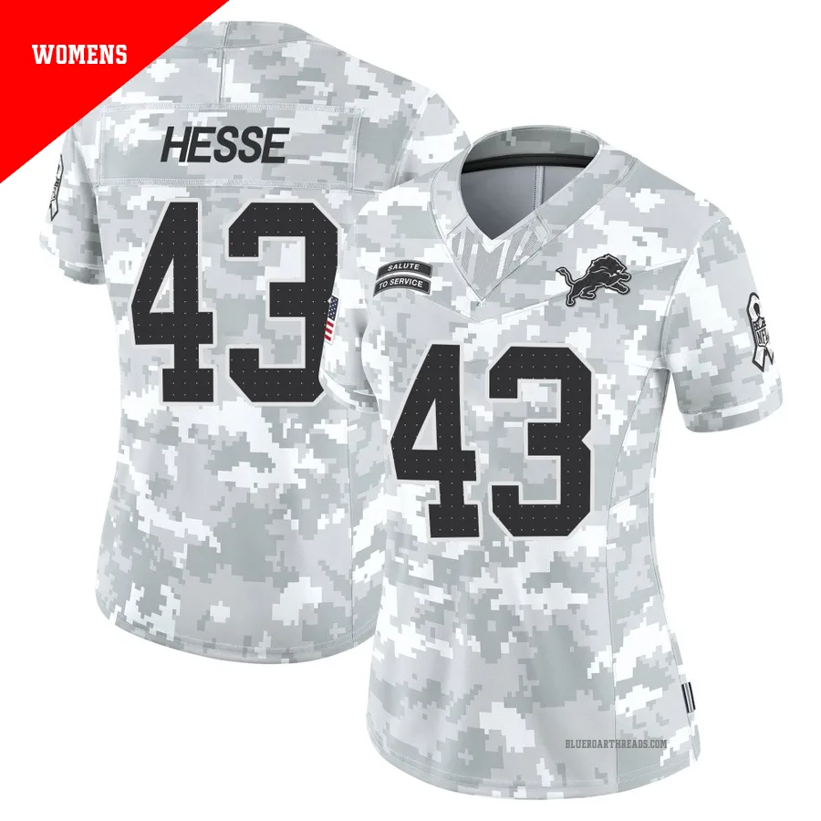 Women's Parker Hesse ＃43 Detroit Lions Arctic Camo Limited 2024 Salute to Service Jersey