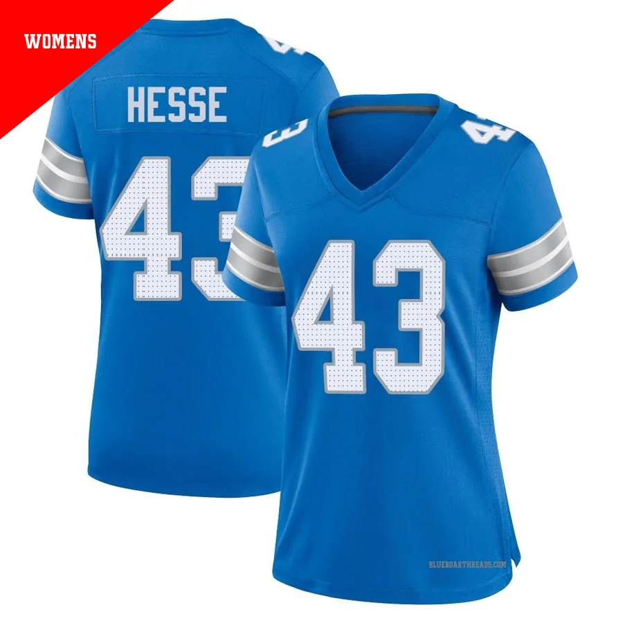 Women's Parker Hesse ＃43 Detroit Lions Blue Game 2nd Jersey
