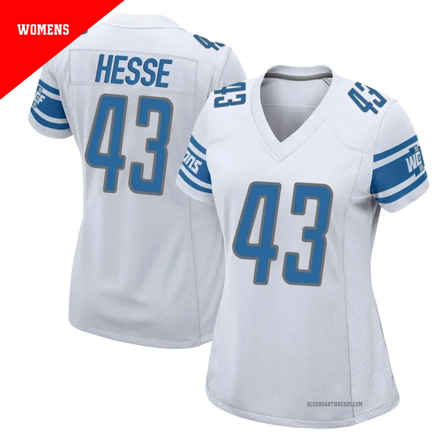 Women's Parker Hesse ＃43 Detroit Lions White Game Jersey