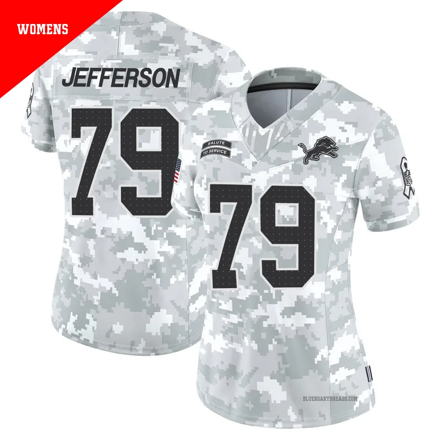 Women's Quinton Jefferson ＃79 Detroit Lions Arctic Camo Limited 2024 Salute to Service Jersey