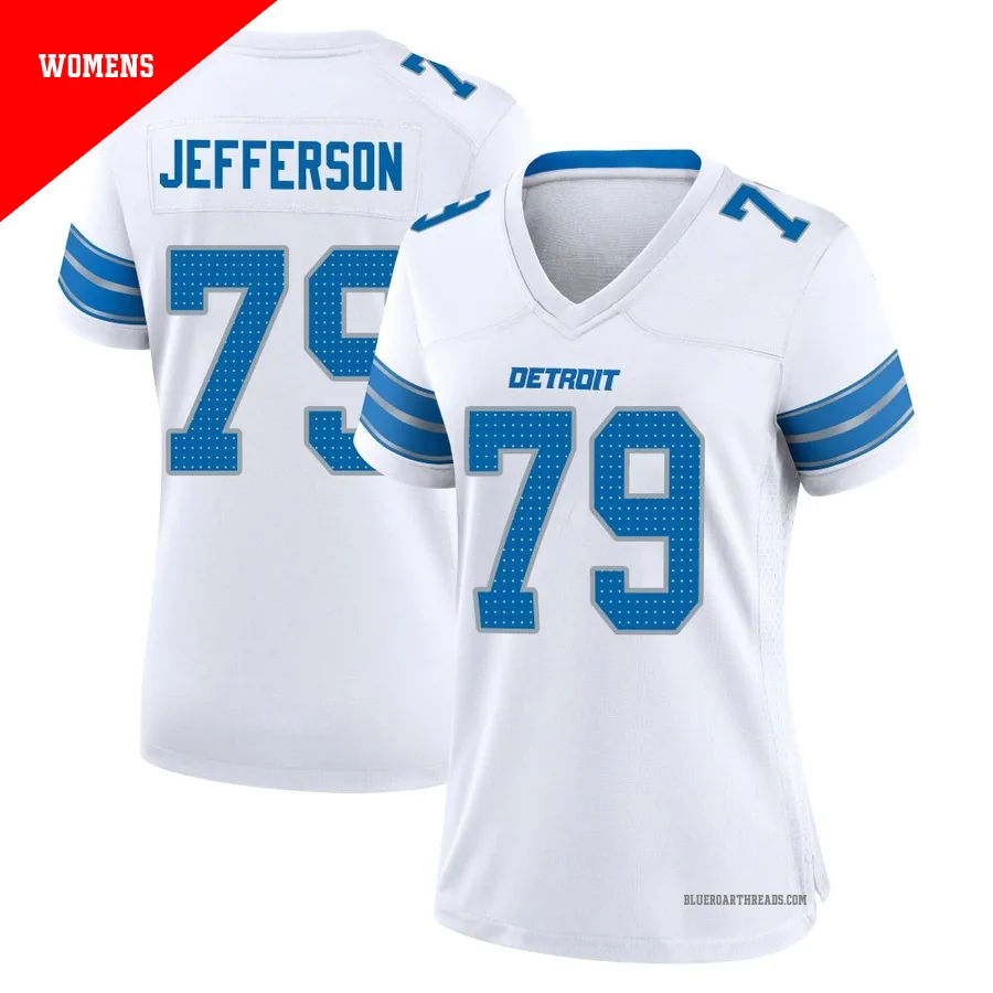 Women's Quinton Jefferson ＃79 Detroit Lions White Game 2nd Jersey