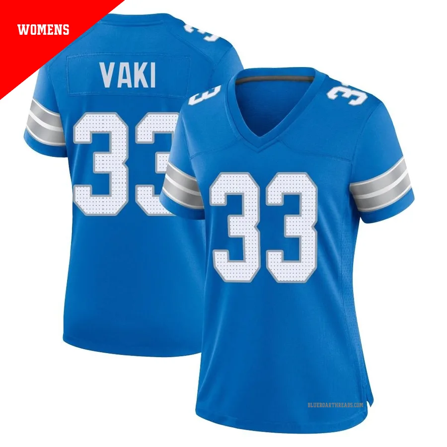 Women's Sione Vaki ＃33 Detroit Lions Blue Game 2nd Jersey