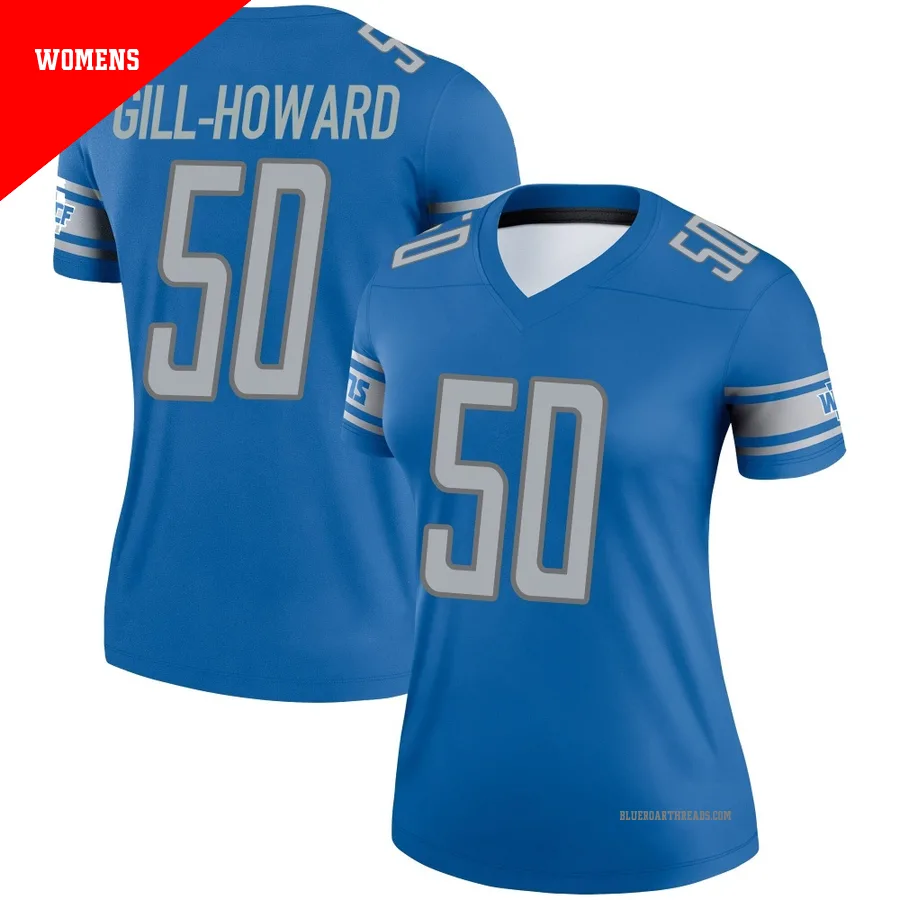 Women's Skyler Gill-Howard ＃50 Detroit Lions Blue Legend Jersey