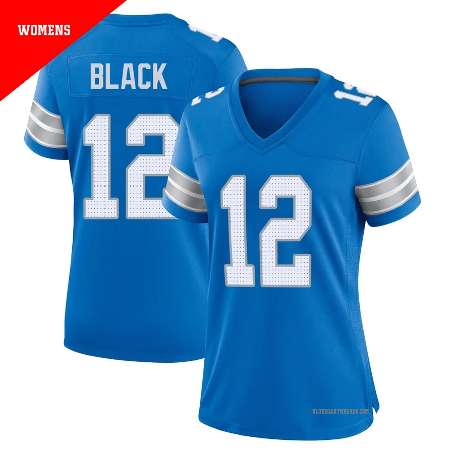Women's Tarik Black ＃12 Detroit Lions Blue Game 2nd Jersey