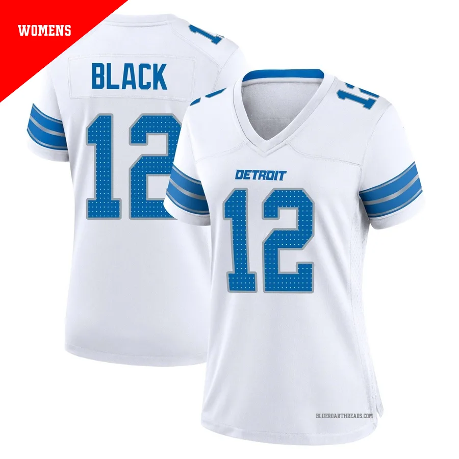 Women's Tarik Black ＃12 Detroit Lions White Game 2nd Jersey