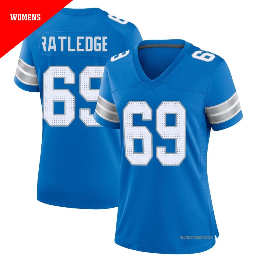 Women's Tate Ratledge ＃69 Detroit Lions Blue Game 2nd Jersey