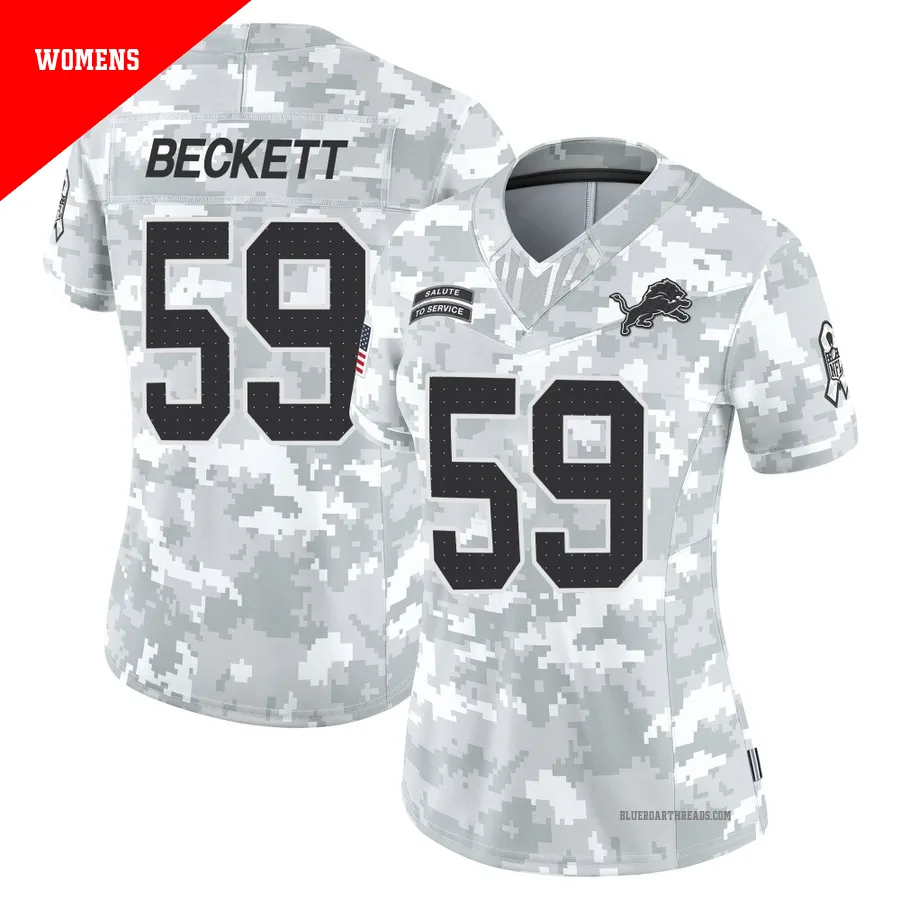 Women's Tavante Beckett ＃59 Detroit Lions Arctic Camo Limited 2024 Salute to Service Jersey