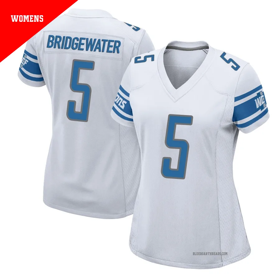 Women's Teddy Bridgewater ＃5 Detroit Lions White Game Jersey