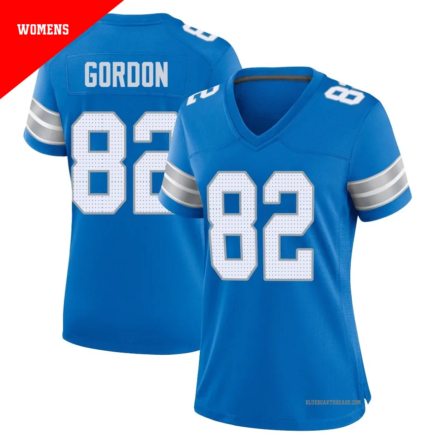 Women's Thomas Gordon ＃82 Detroit Lions Blue Game 2nd Jersey