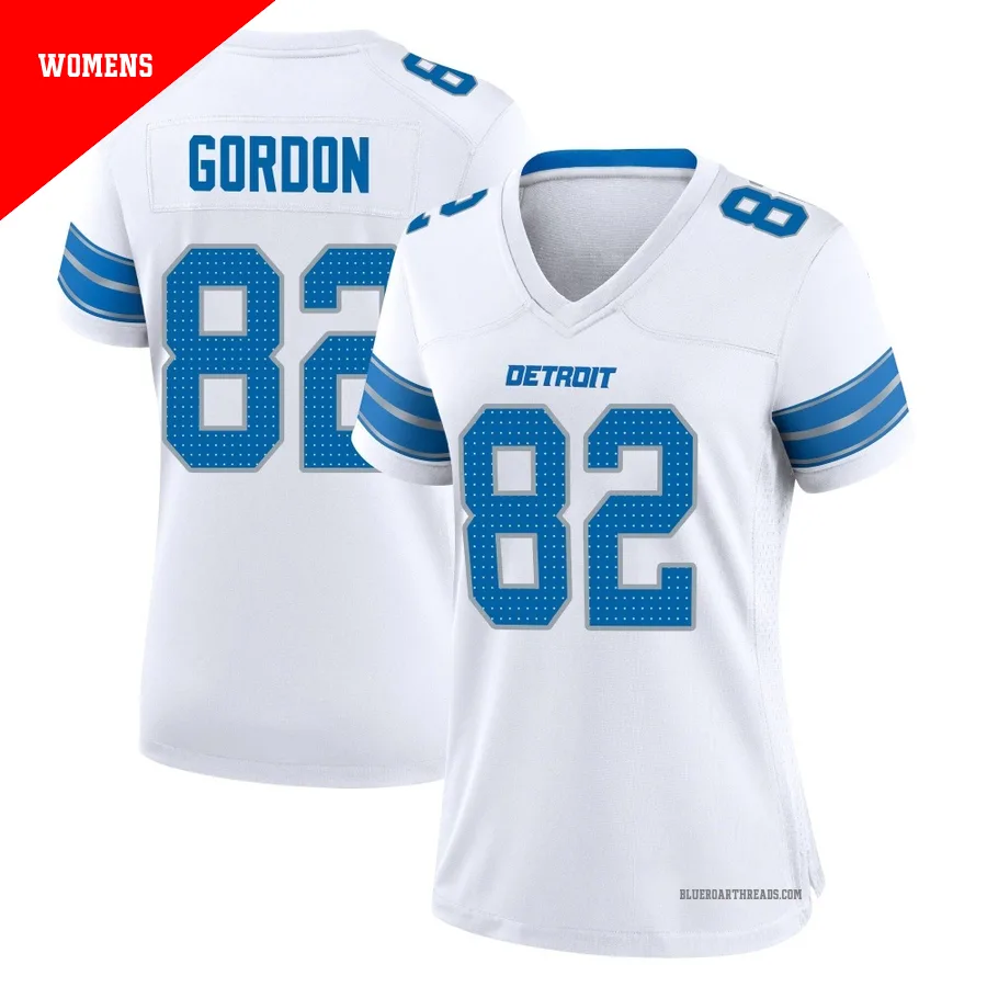 Women's Thomas Gordon ＃82 Detroit Lions White Game 2nd Jersey