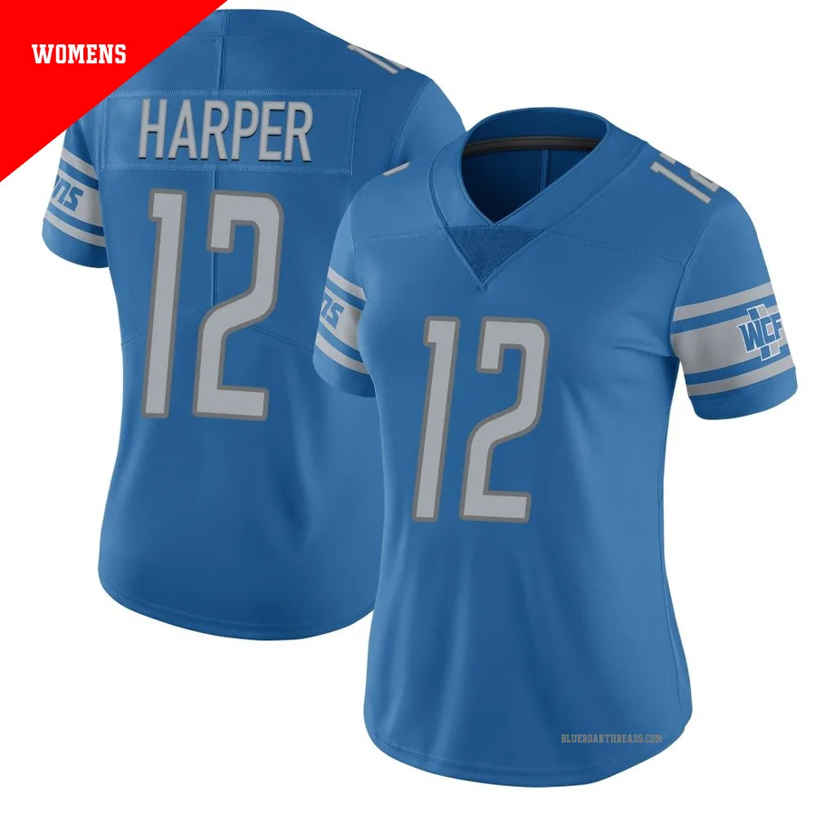 Women's Thomas Harper ＃12 Detroit Lions Blue Limited Team Color Vapor Untouchable Jersey