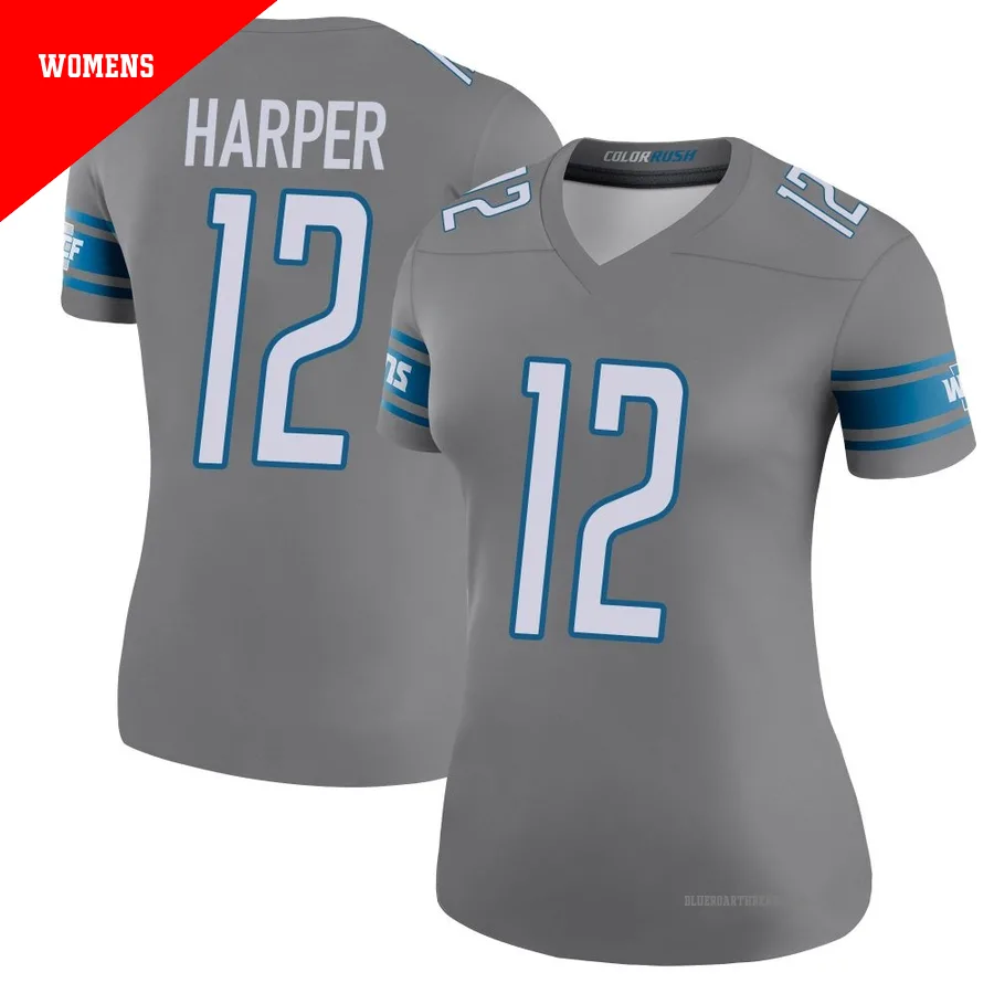 Women's Thomas Harper ＃12 Detroit Lions Legend Color Rush Steel Jersey