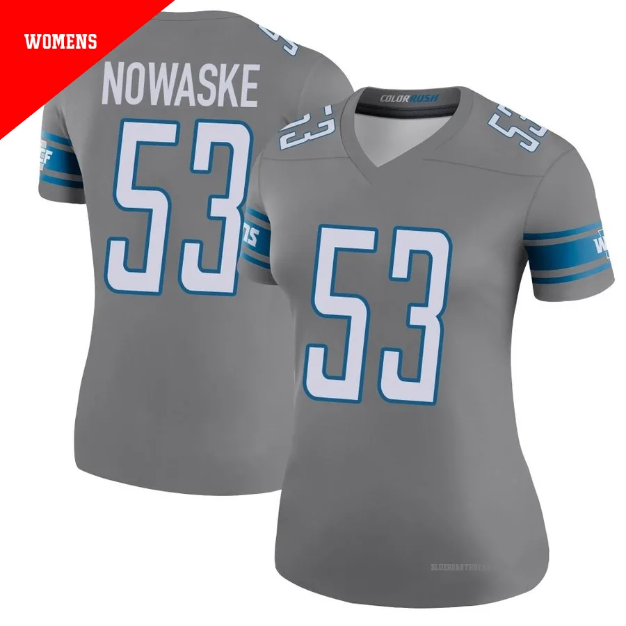 Women's Trevor Nowaske ＃53 Detroit Lions Legend Color Rush Steel Jersey