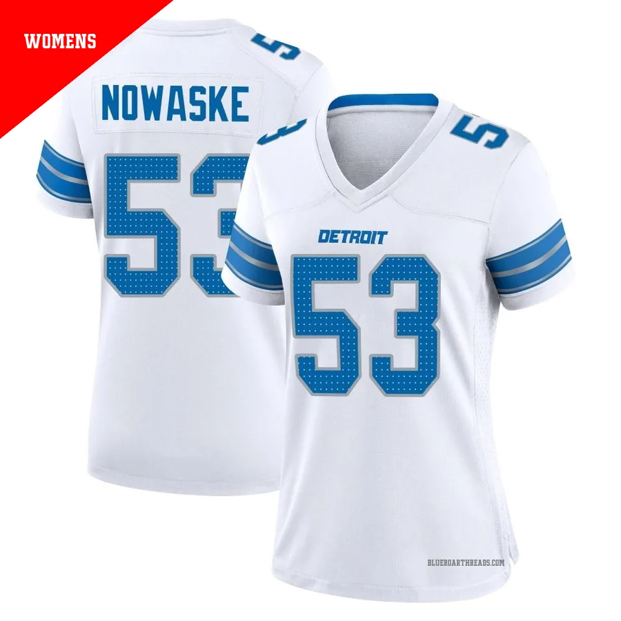 Women's Trevor Nowaske ＃53 Detroit Lions White Game 2nd Jersey
