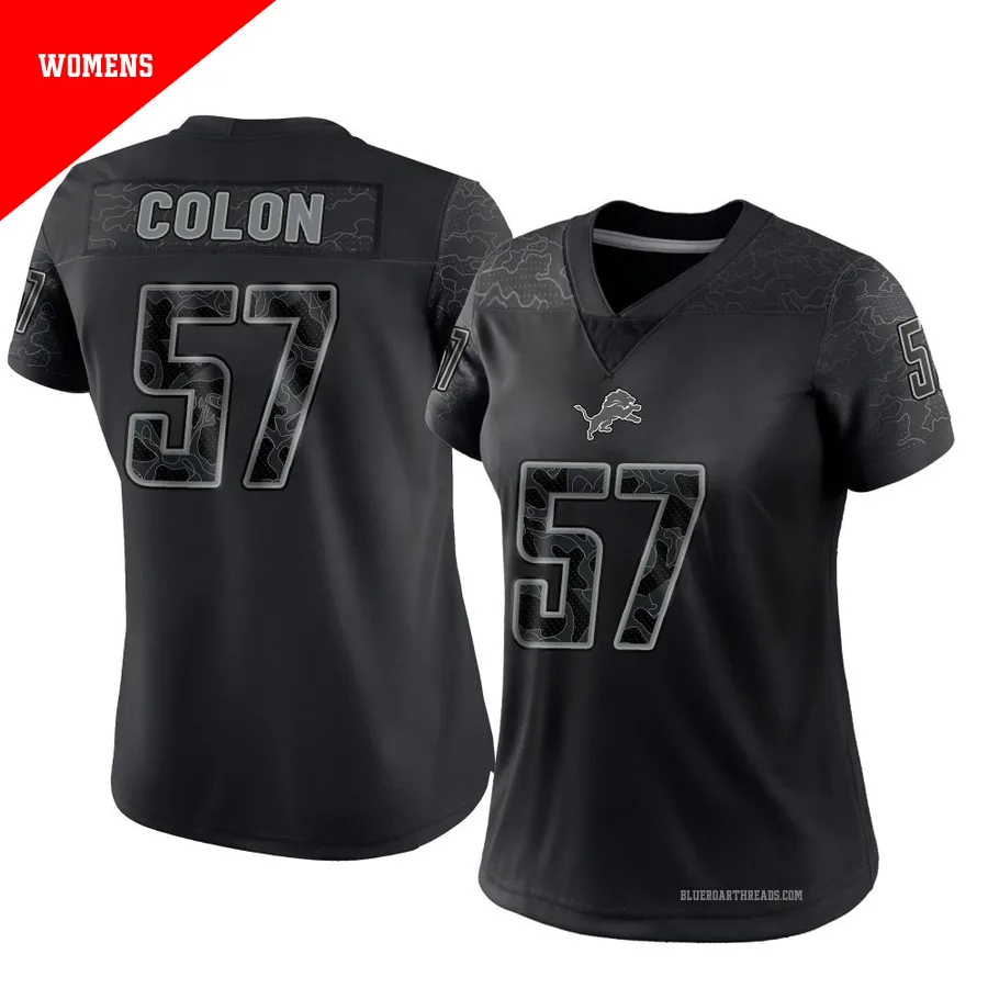 Women's Trystan Colon ＃57 Detroit Lions Black Limited Reflective Jersey