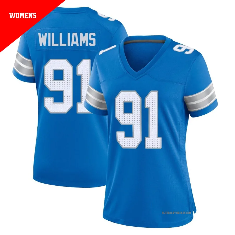 Women's Tyleik Williams ＃91 Detroit Lions Blue Game 2nd Jersey