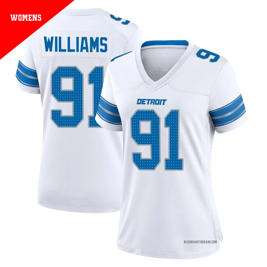 Women's Tyleik Williams ＃91 Detroit Lions White Game 2nd Jersey