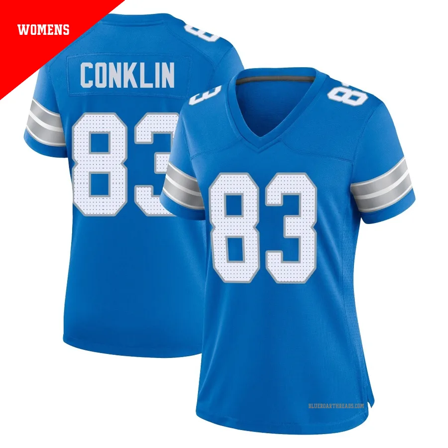 Women's Tyler Conklin ＃83 Detroit Lions Blue Game 2nd Jersey
