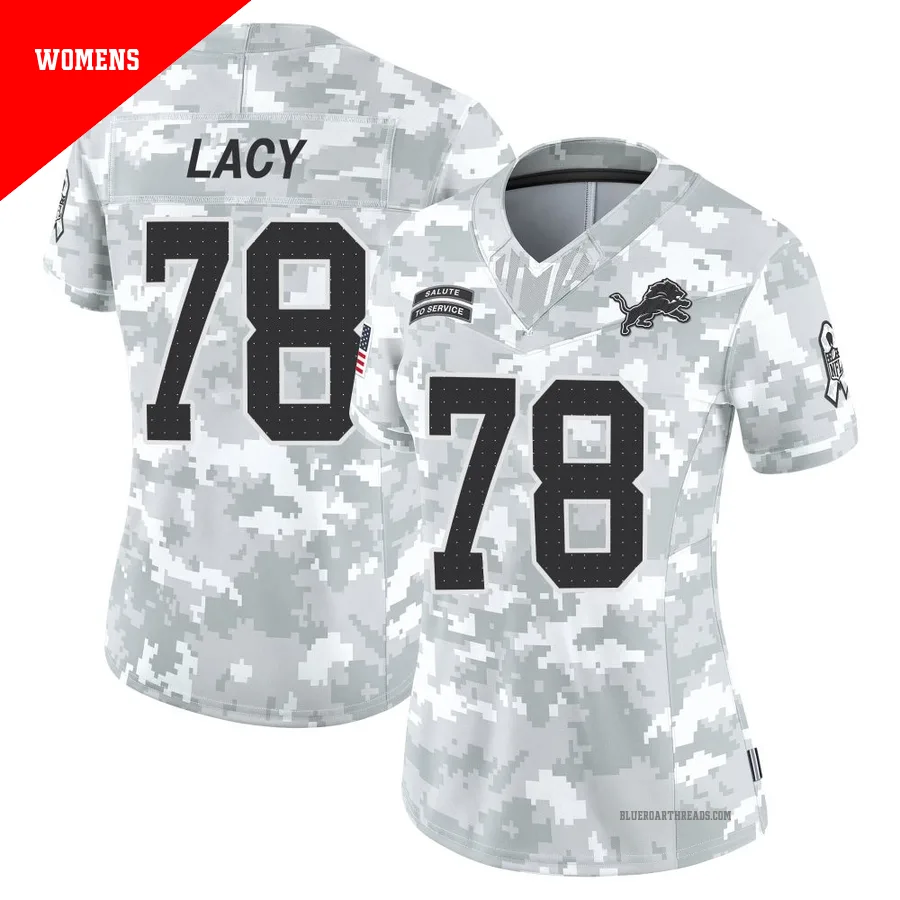 Women's Tyler Lacy ＃78 Detroit Lions Arctic Camo Limited 2024 Salute to Service Jersey