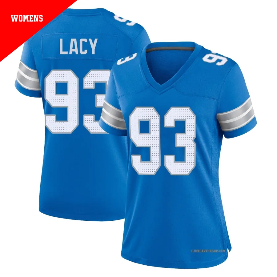 Women's Tyler Lacy ＃93 Detroit Lions Blue Game 2nd Jersey