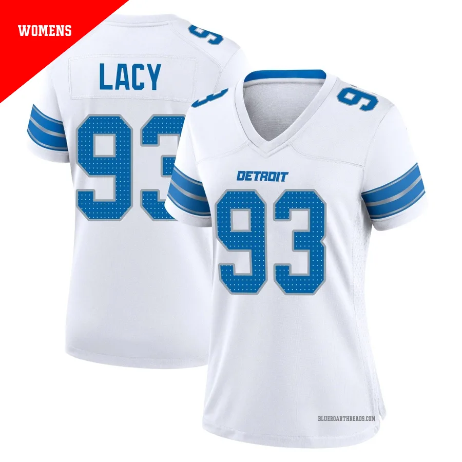 Women's Tyler Lacy ＃93 Detroit Lions White Game 2nd Jersey