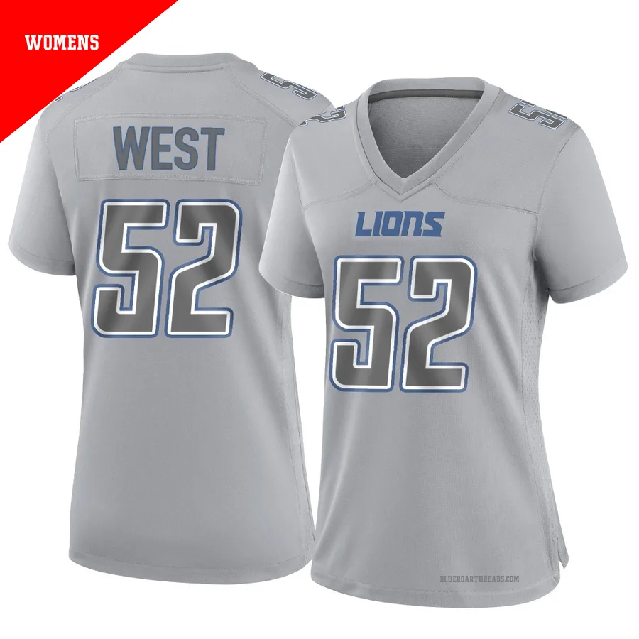 Women's Tyre West ＃52 Detroit Lions Gray Game Atmosphere Fashion Jersey