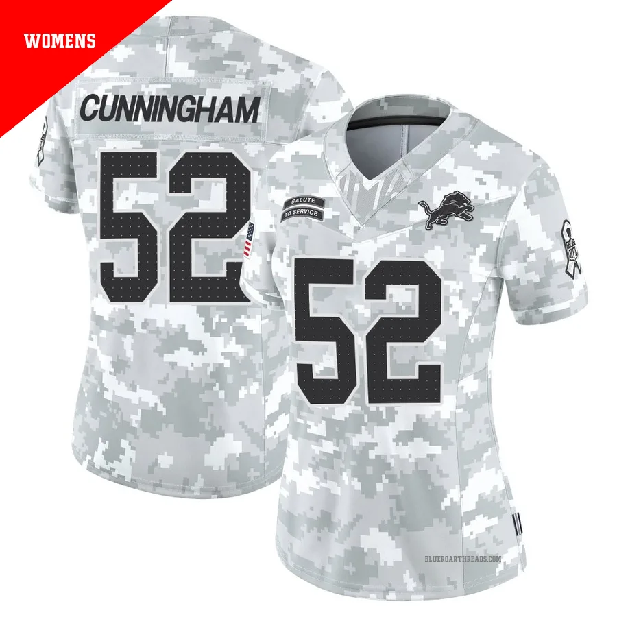 Women's Zach Cunningham ＃52 Detroit Lions Arctic Camo Limited 2024 Salute to Service Jersey