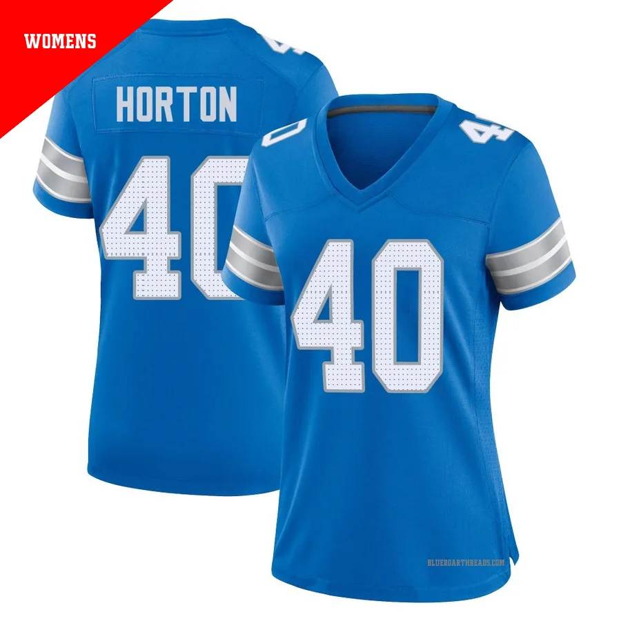 Women's Zach Horton ＃40 Detroit Lions Blue Game 2nd Jersey