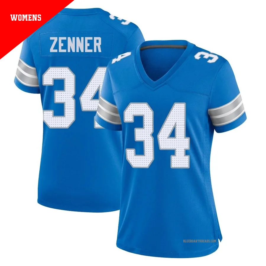 Women's Zach Zenner ＃34 Detroit Lions Blue Game 2nd Jersey