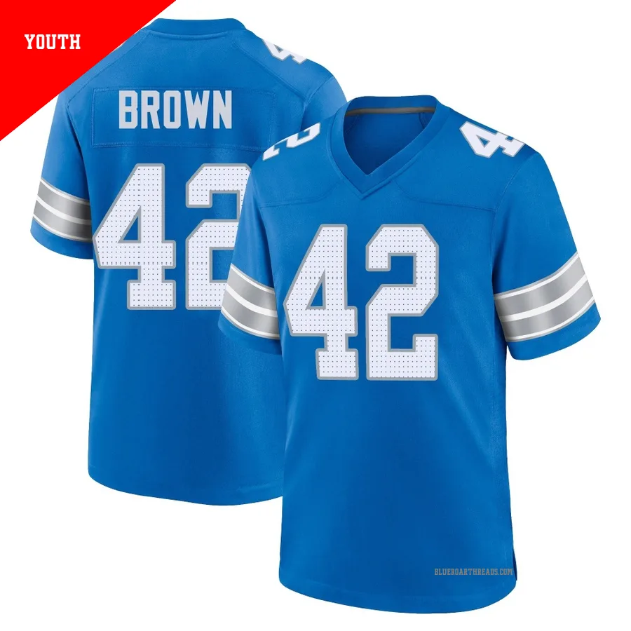 Youth Aamaris Brown ＃42 Detroit Lions Blue Game 2nd Jersey