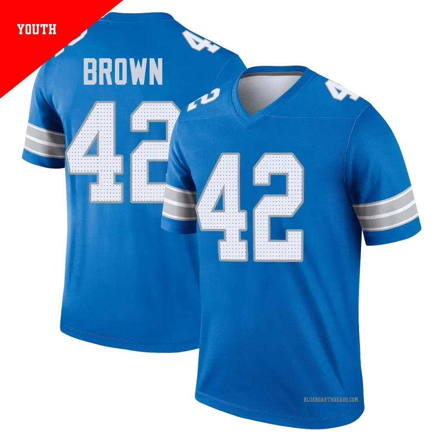 Youth Aamaris Brown ＃42 Detroit Lions Blue Legend 2nd Jersey