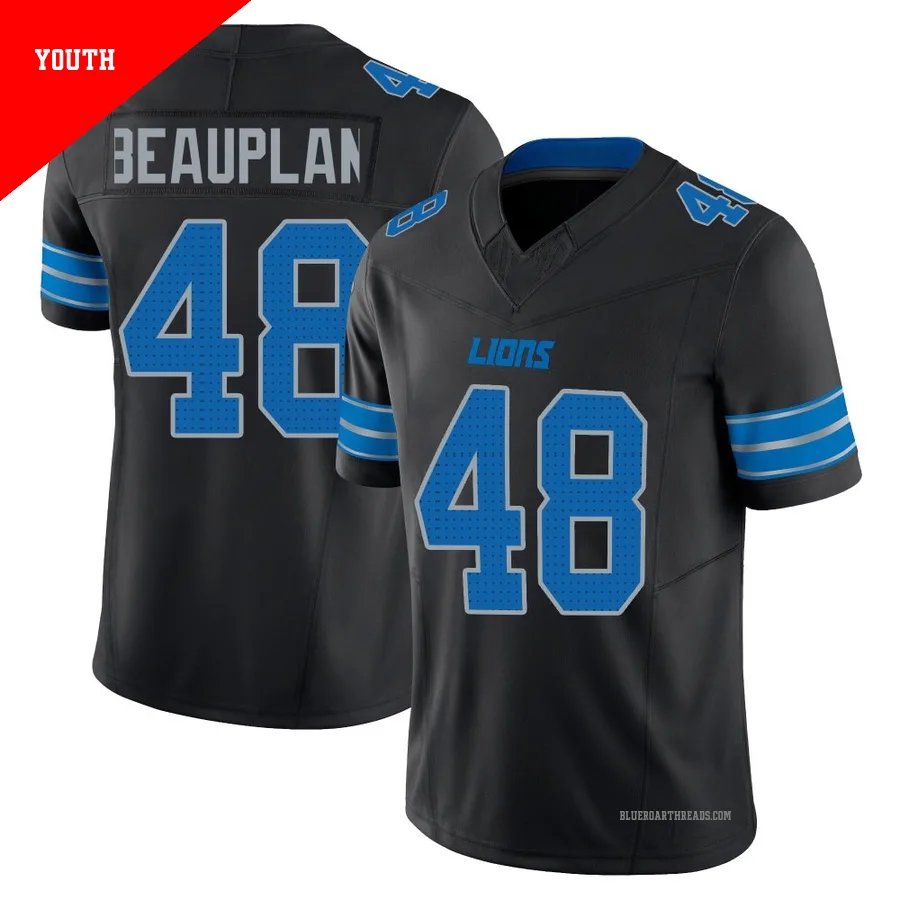 Youth Abraham Beauplan ＃48 Detroit Lions Black Limited Alternate Vapor F.U.S.E. 2nd Jersey