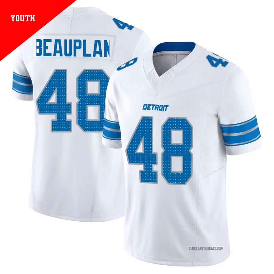 Youth Abraham Beauplan ＃48 Detroit Lions White Limited Vapor F.U.S.E. 2nd Jersey