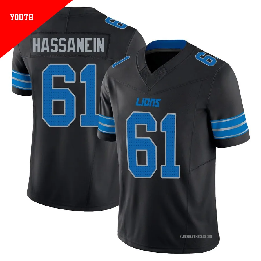 Youth Ahmed Hassanein ＃61 Detroit Lions Black Limited Alternate Vapor F.U.S.E. 2nd Jersey